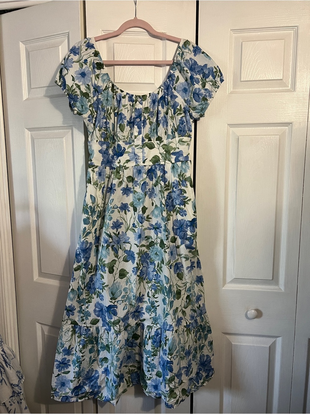 Laura Ashley Blue and Green Floral Maxi Dress